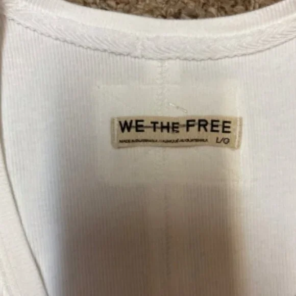 WE THE FREE PEOPLE NERIA WHITE V NECK RIBBED TANK TOP SHIRT NEW L - Picture 9 of 11